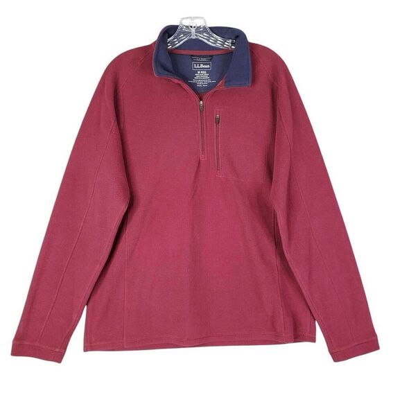 LL Bean Sweater Mens Size Medium M Fleece Full Zip Long Sleeve Red Activewear - Picture 3 of 9
